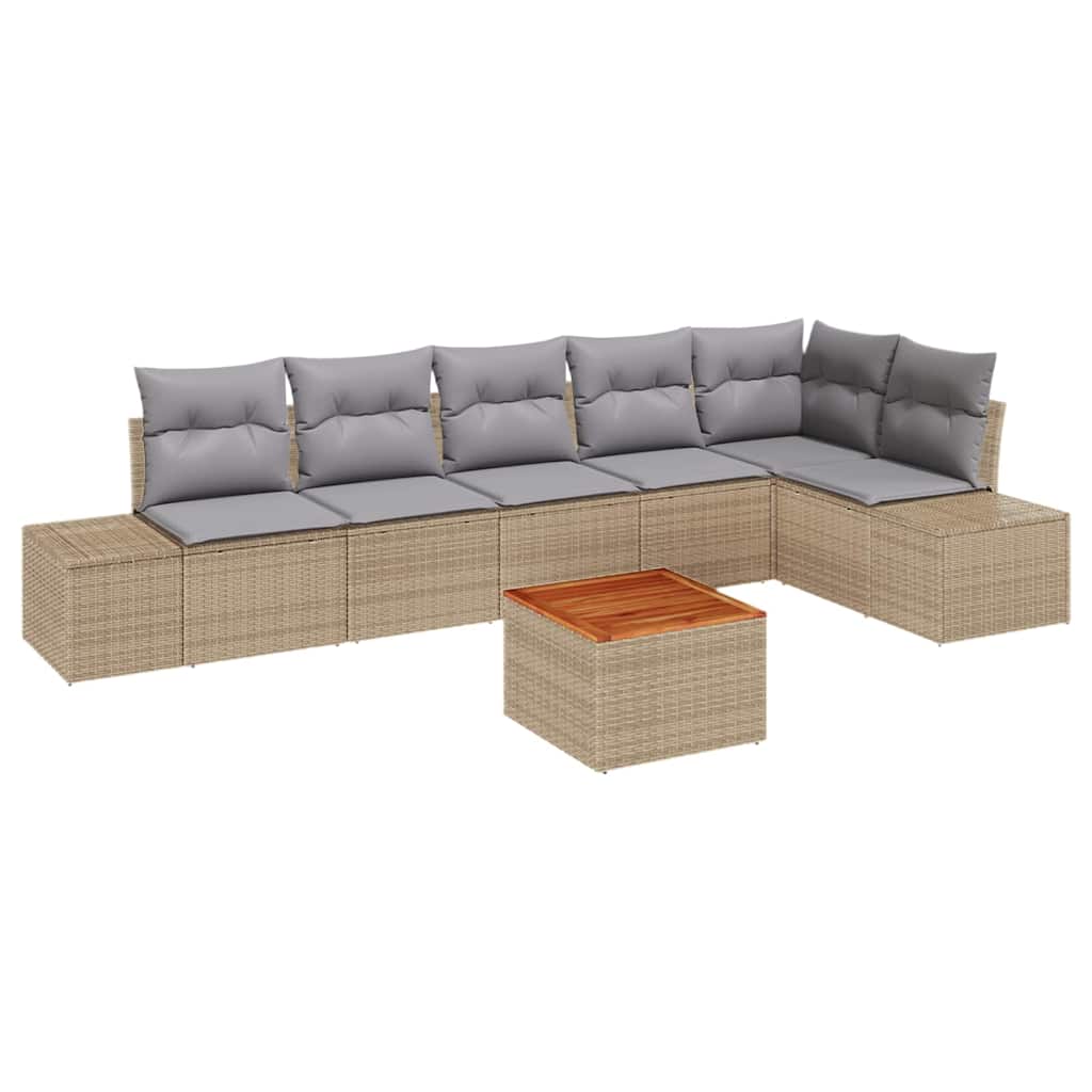 Conjunto de sofás de jardín 7 pcs Beige y Gris Claro