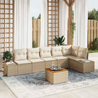 Conjunto de sofás de jardín 7 pcs Beige y Crema ratán sintético