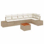 Conjunto de sofás de jardín 7 pcs Beige y Crema ratán sintético