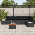 Conjunto de sofás de jardín 7 pcs Negro ratán sintético