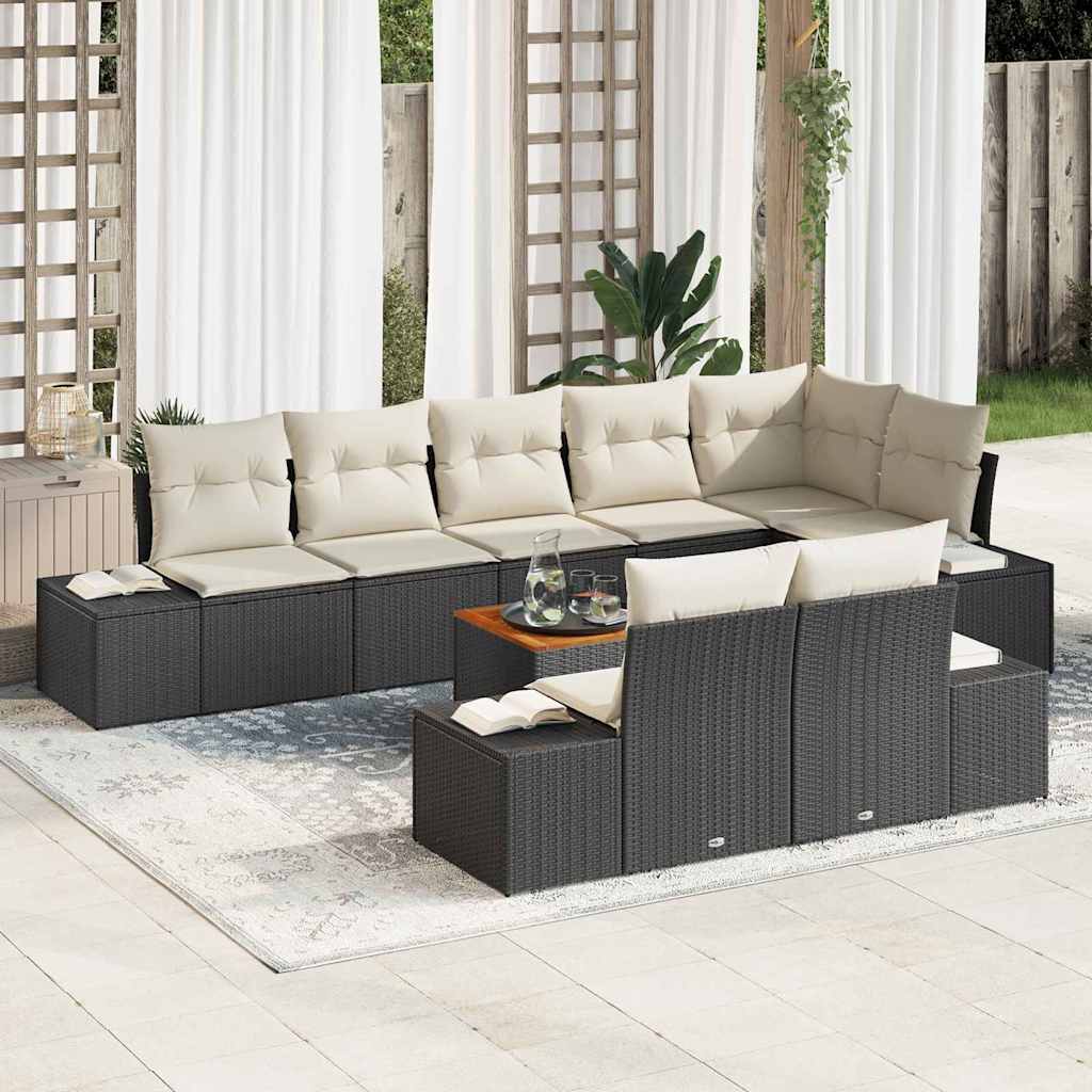Conjunto de sofá de jardín 9 pcs Beige y blanco