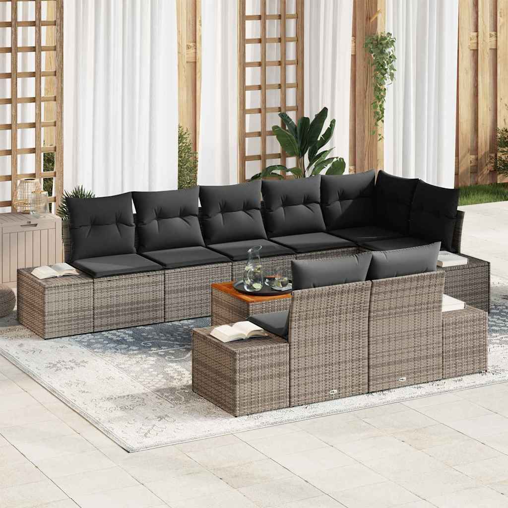 Conjunto de sofá de jardín 9 pcs Beige y blanco