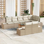 Conjunto de sofá de jardín 9 pcs Beige y blanco