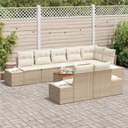 Conjunto de sofá de jardín 9 pcs Beige y blanco