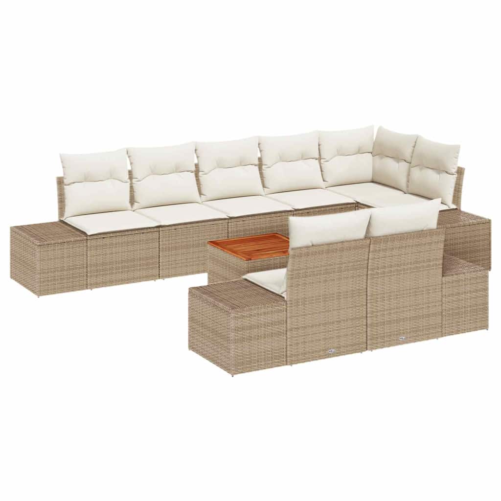 Conjunto de sofá de jardín 9 pcs Beige y blanco