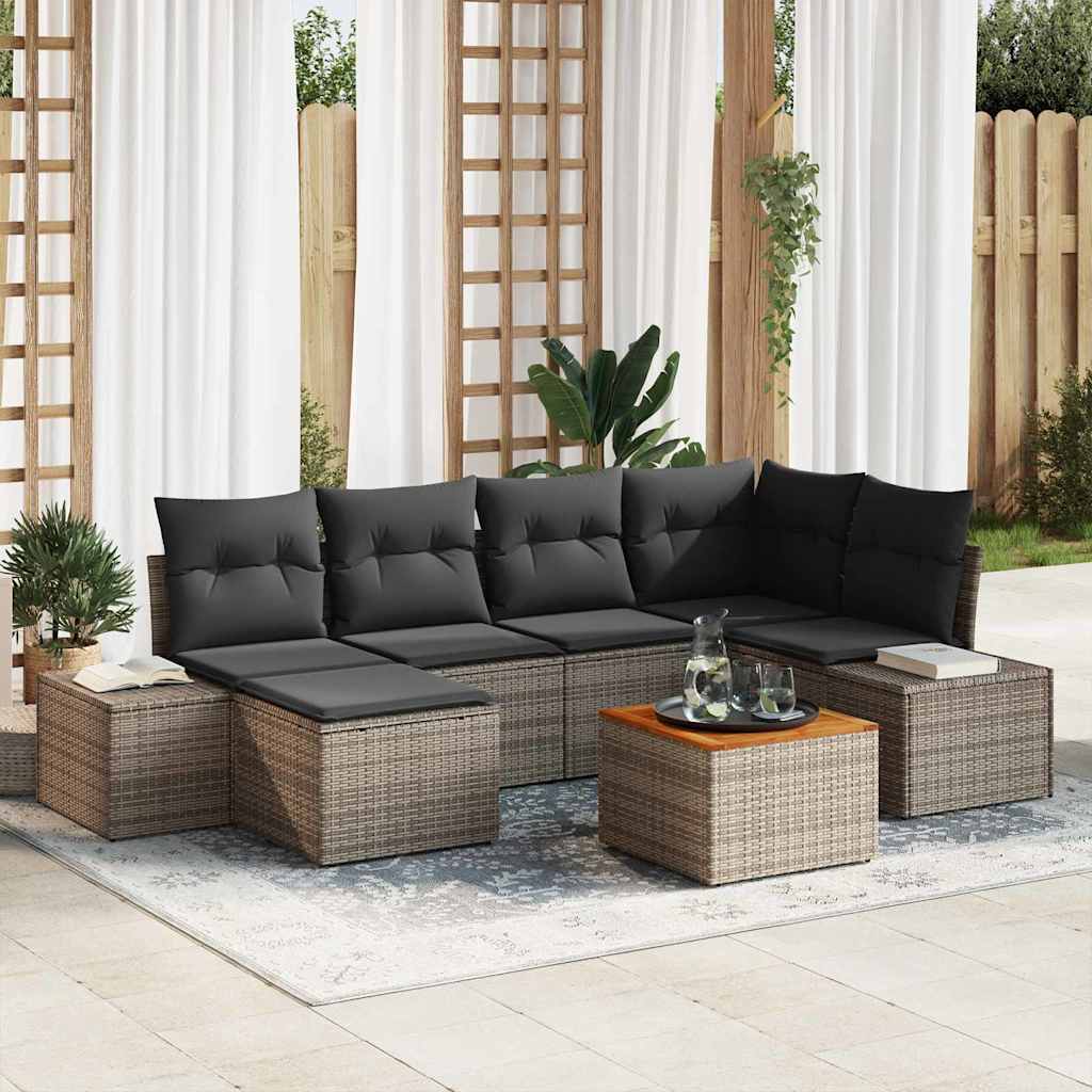 Conjunto de sofá de jardim 6 pcs Bege e Creme vime sintético