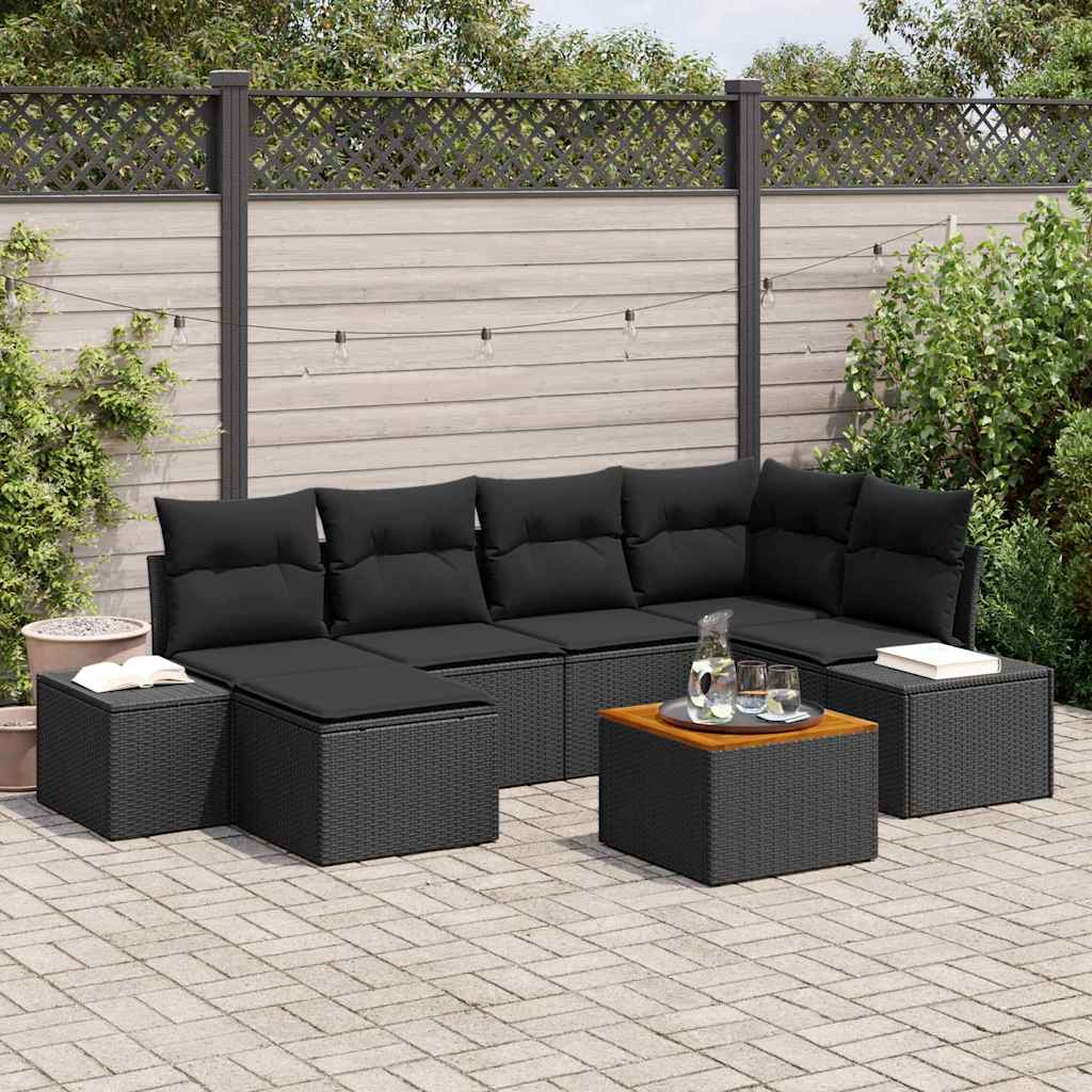 Conjunto de sofá de jardim 6 pcs Bege e Creme vime sintético