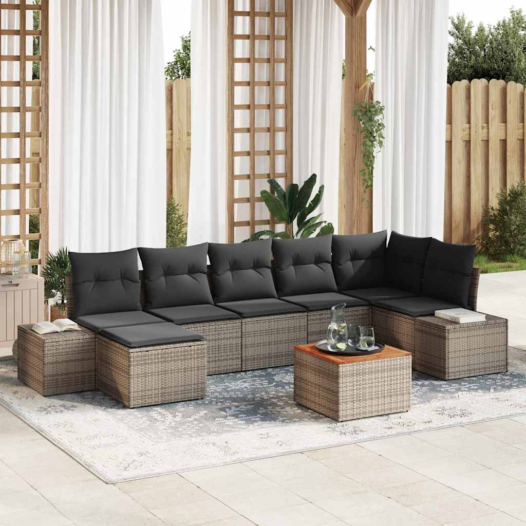 Conjunto de sofá de jardín 5 pcs Beige ratán sintético