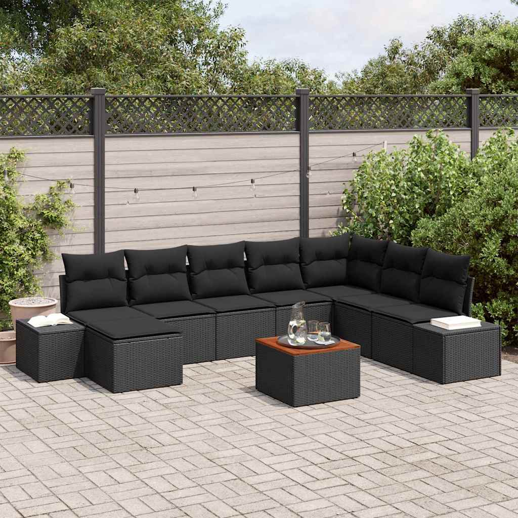 Conjunto de sofá de jardín 9 pcs Beige Poliratán
