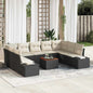 Conjunto de sofá de jardim 10 peças Bege e branco