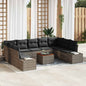 Conjunto de sofá de jardim com arrumação 10 pçs Cinzento