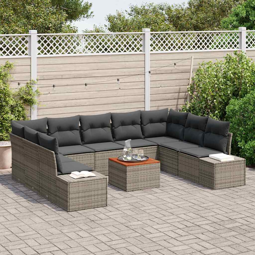 Conjunto de sofá de jardín con almacenamiento 10 pcs Gris