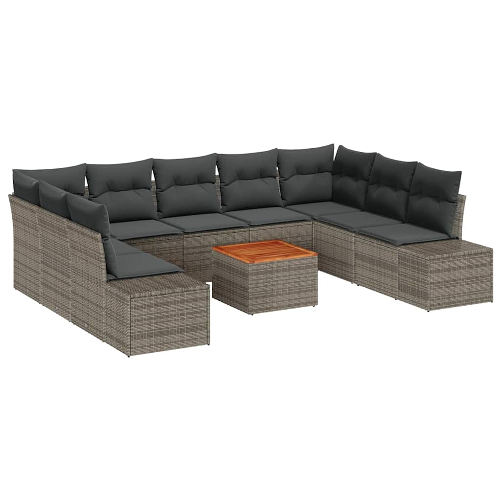 Conjunto de sofá de jardín con almacenamiento 10 pcs Gris