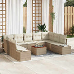 Conjunto de sofá de jardín 10 pcs Beige y blanco