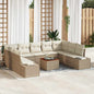 Conjunto de sofá de jardim 10 peças Bege e branco