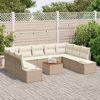 Conjunto de sofá de jardín 10 pcs Beige y blanco