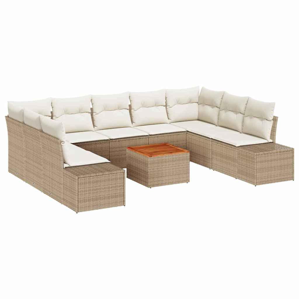 Conjunto de sofá de jardín 10 pcs Beige y blanco
