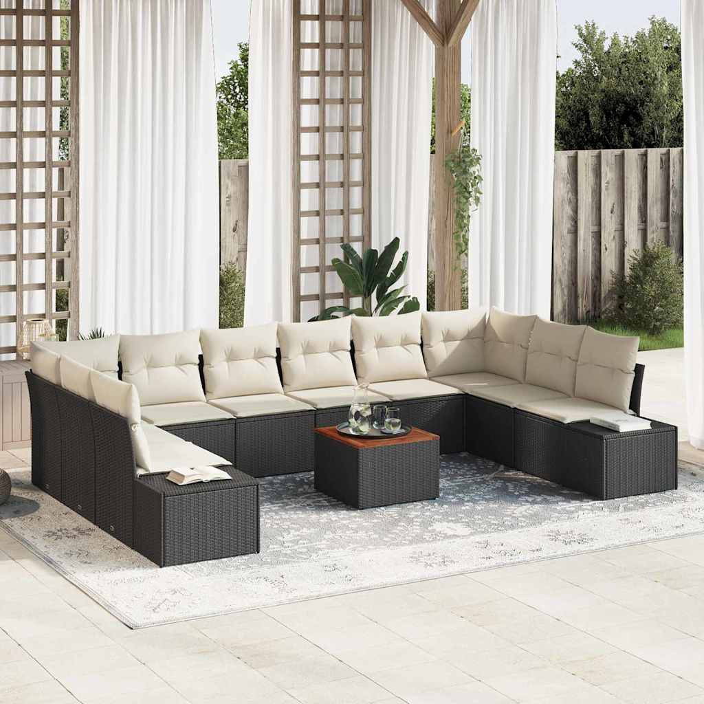 Conjunto de sofá de jardín 11 pcs Beige y blanco