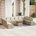 Conjunto de sofá de jardín 11 pcs Beige y blanco