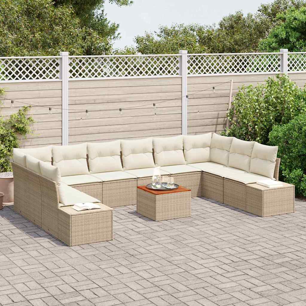 Conjunto de sofá de jardín 11 pcs Beige y blanco
