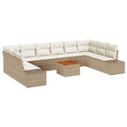 Conjunto de sofá de jardín 11 pcs Beige y blanco