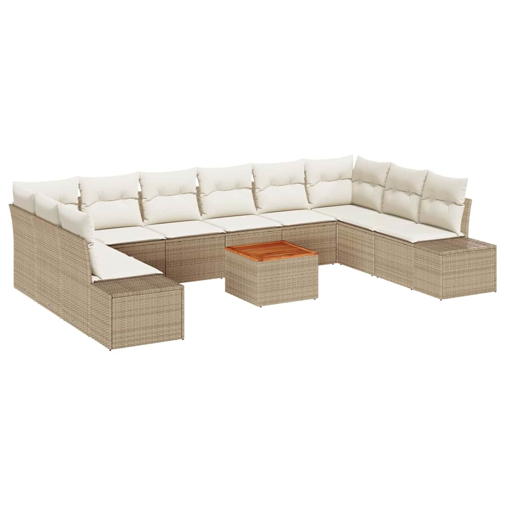 Conjunto de sofá de jardín 11 pcs Beige y blanco