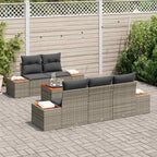 Conjunto de sofá de jardín 6 pcs Gris Poliratán