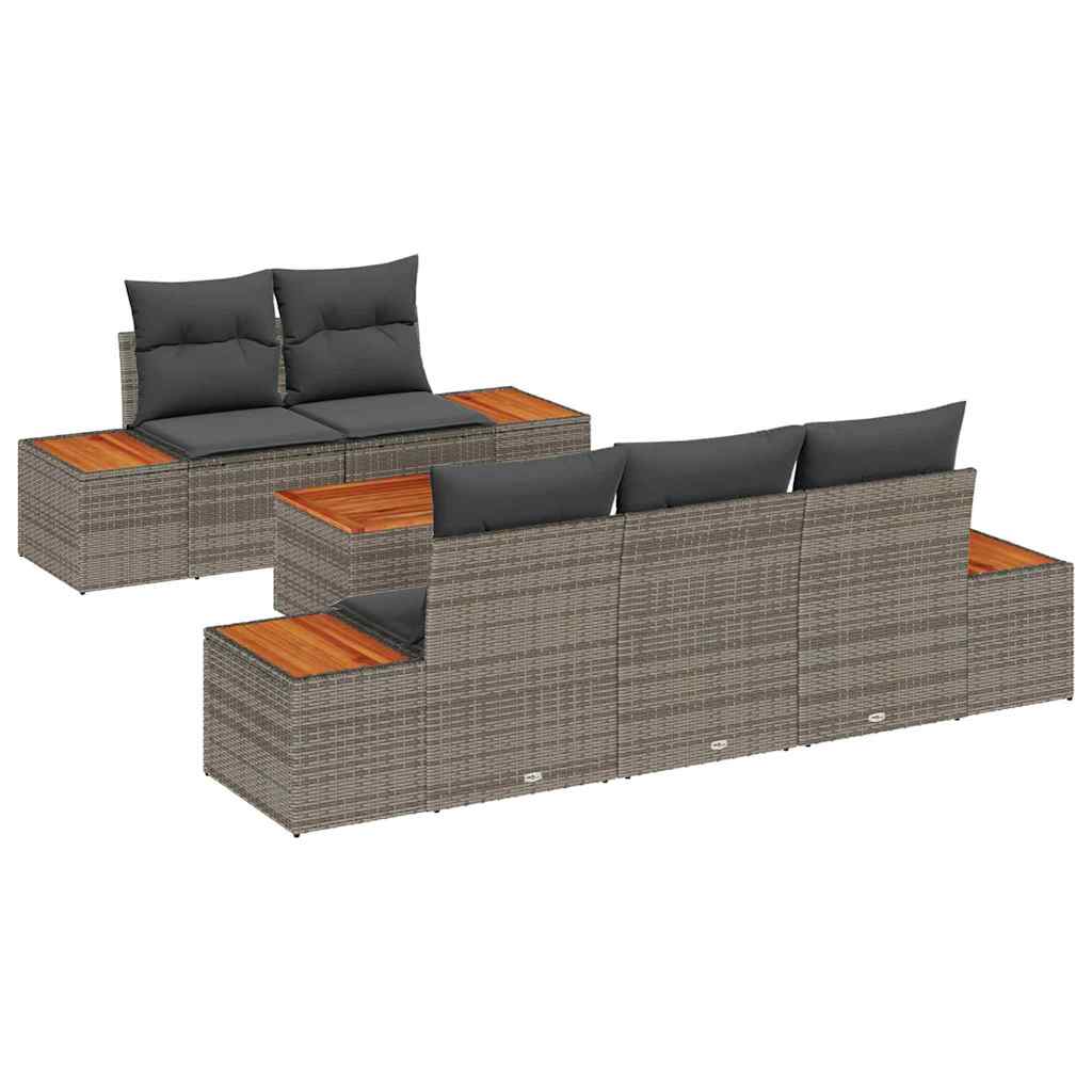 Conjunto de sofá de jardín 6 pcs Gris Poliratán