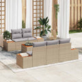 Conjunto de sofá de jardín con cojín 6 pcs Beige Poliratán