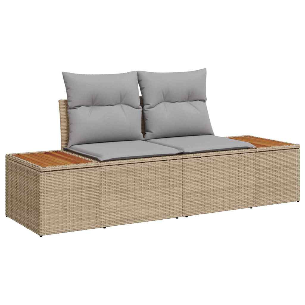 Conjunto de sofá de jardín con cojín 6 pcs Beige Poliratán