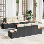 Conjunto de sofá de jardín 7 pcs Negro Poliratán