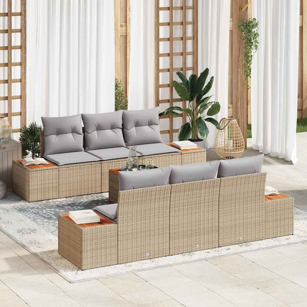 Conjunto de sofá de jardín 7 pcs Negro Poliratán