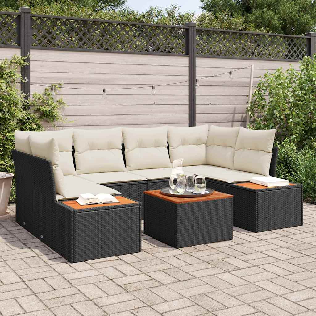 Conjunto de Sofás de Jardim 7 pcs Bege Polirratan