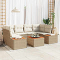 Conjunto de sofá de jardín 7 pcs Beige Poliratán