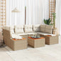 Conjunto de sofá de jardín 7 pcs Beige Poliratán
