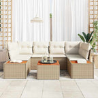 Conjunto de sofá de jardín 7 pcs Beige Poliratán