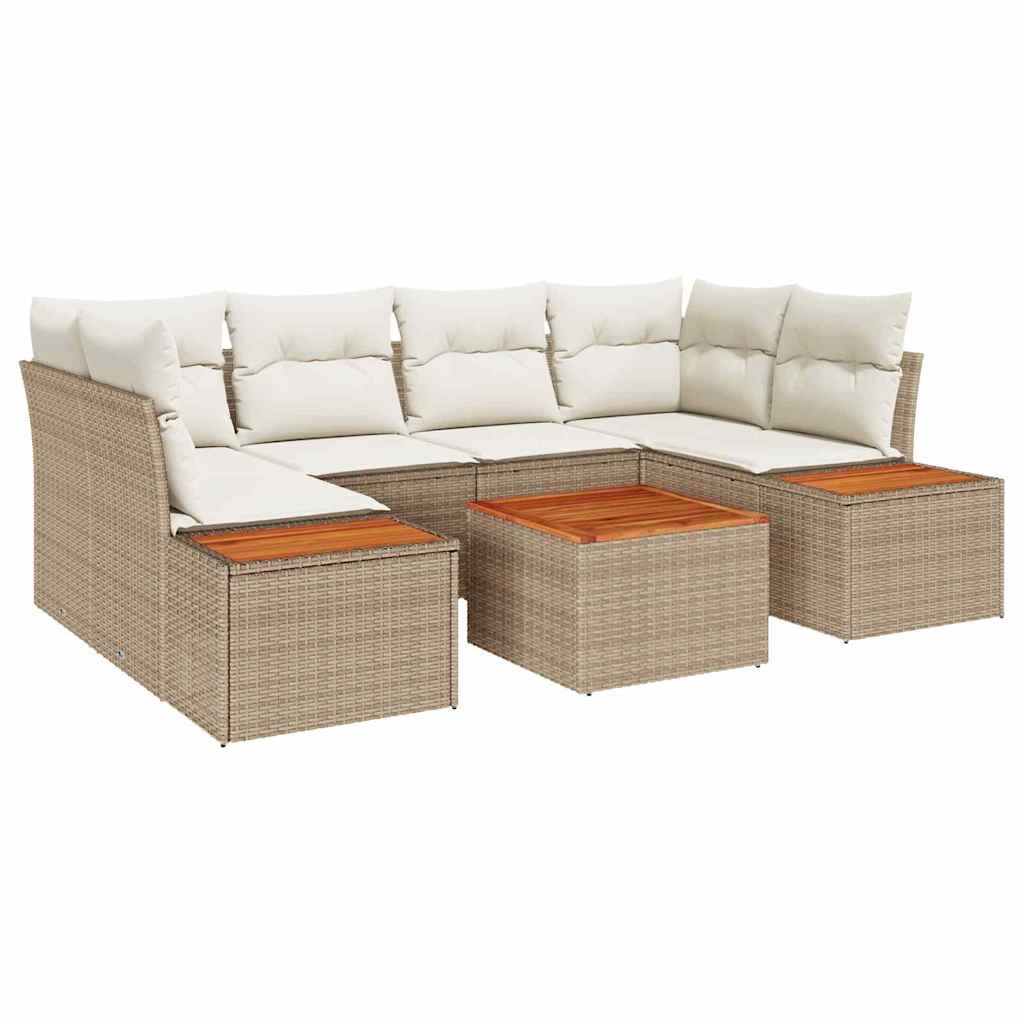 Conjunto de sofá de jardín 7 pcs Beige Poliratán