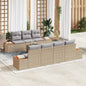 7 pcs Garden Sofa Set Beige Poly Rattan
