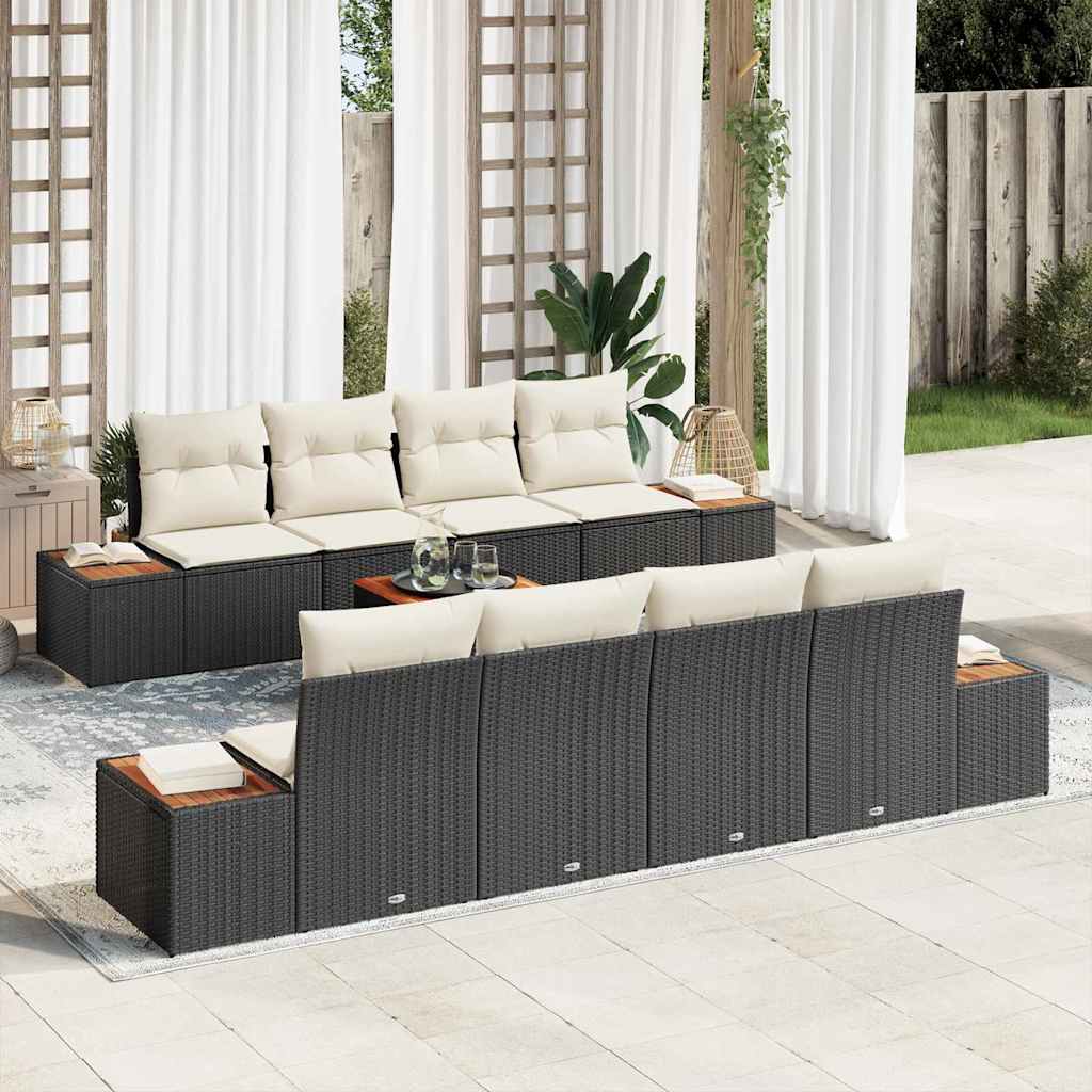 Conjunto de sofá de jardín 9 pcs Beige Poliratán