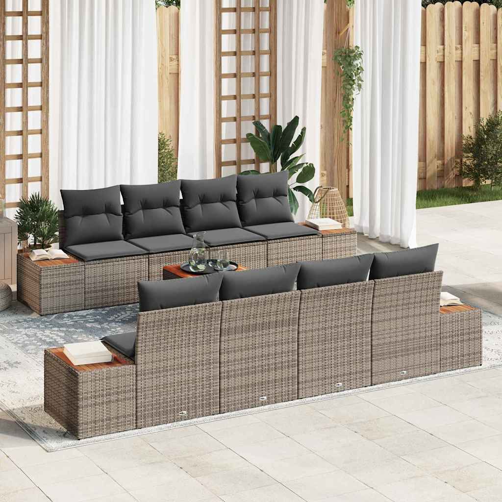 Conjunto de sofá de jardín 9 pcs Beige Poliratán