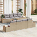 Conjunto de sofá de jardín 9 pcs Beige Poliratán
