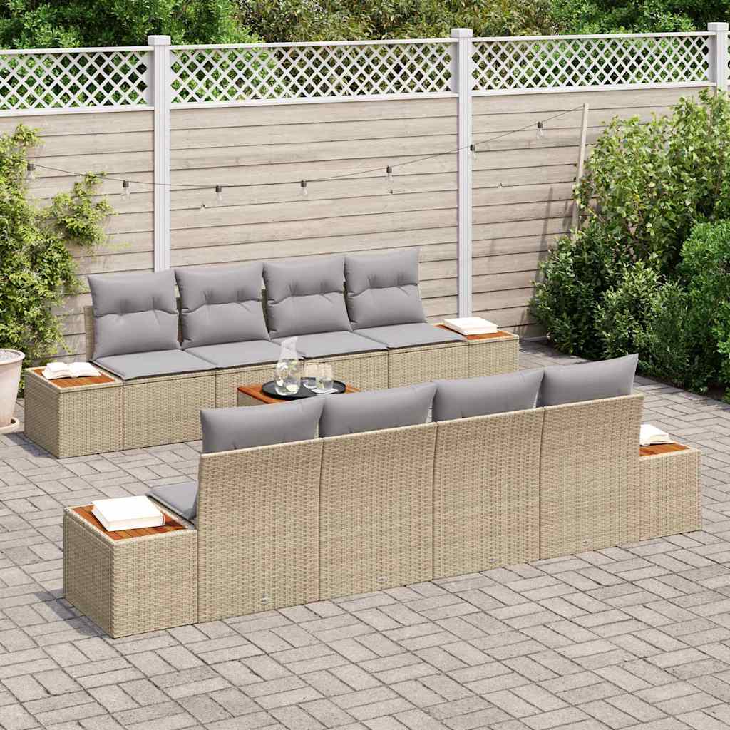 Conjunto de sofá de jardín 9 pcs Beige Poliratán