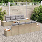 Conjunto de sofá de jardín 9 pcs Beige Poliratán