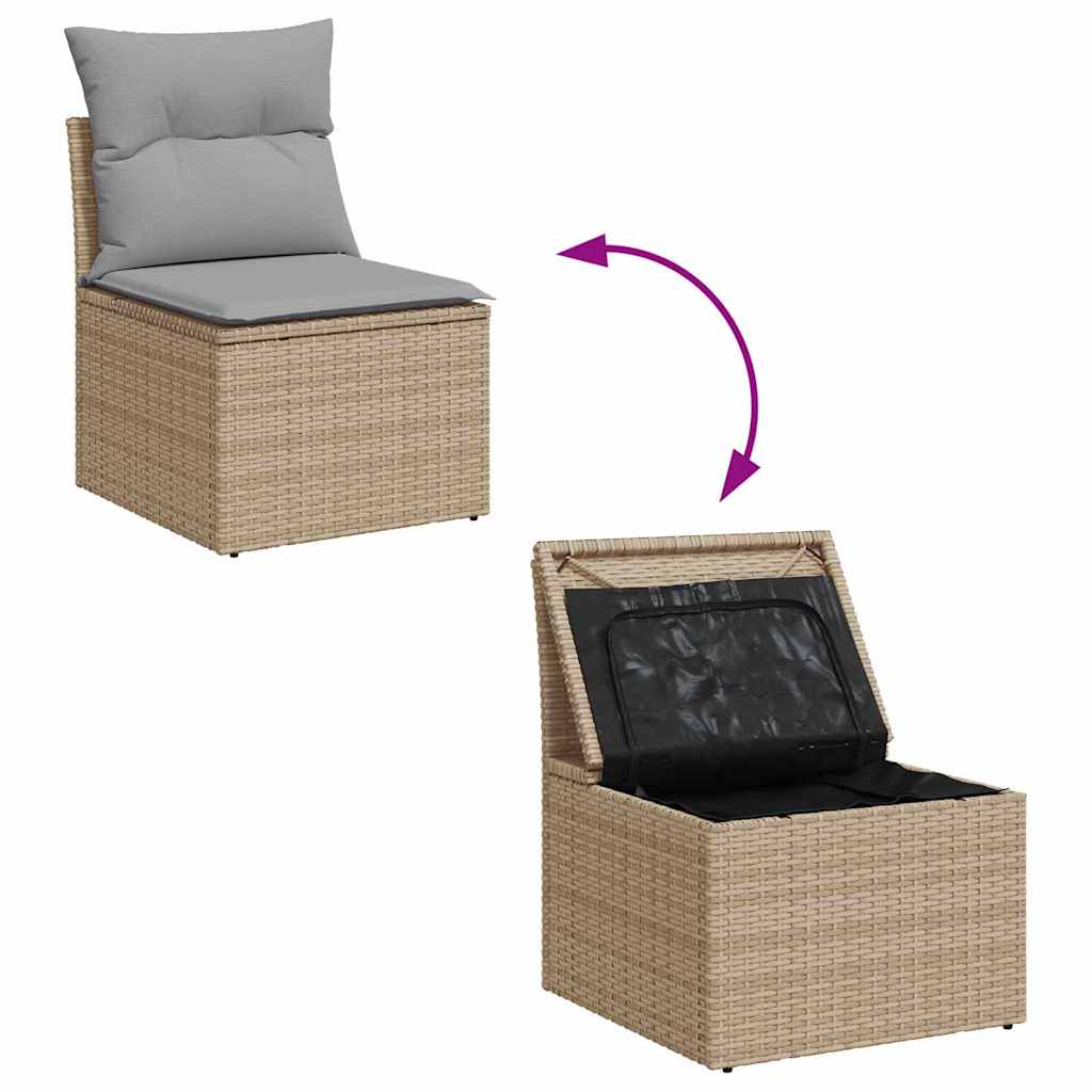 Conjunto de sofá de jardín 9 pcs Beige Poliratán