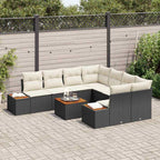 Conjunto de sofá de jardín 9 pcs Negro Poliratán