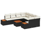 Conjunto de sofá de jardín 9 pcs Negro Poliratán