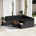 Conjunto de sofá de jardín con cojín 9 pcs Negro Poliratán