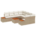 Conjunto de sofá de jardín 9 pcs Beige Poliratán