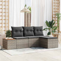 Conjunto de sofá de jardín 4 pcs Gris Rattan de Poliéster