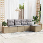 Conjunto de sofás de jardín con cojín 6 pcs Beige y Gris Claro